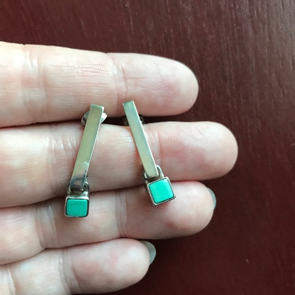 Turquoise and sterling silver Chantyes earrings - Picture 2 of 3
